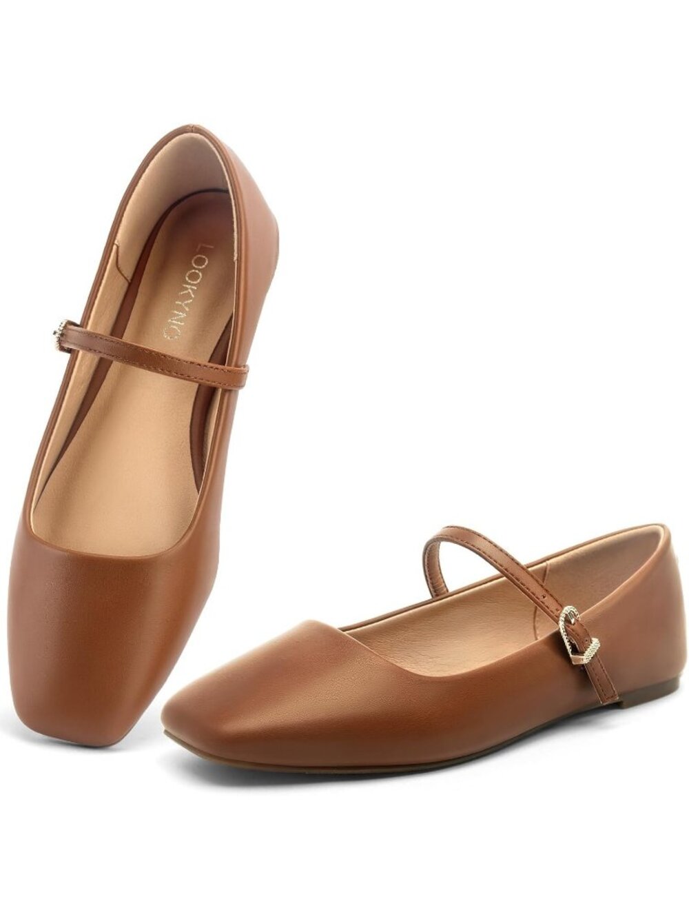 Women's Brown Closed Toe Chic Footwear Latex Insole Ballet Mary Jane Flat Shoes